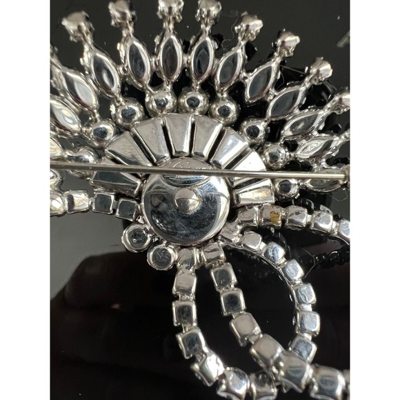 Vintage Sherman Brooch Earrings Dome Signed Blue Rhinestones Crystal Swarovski - Picture 12 of 14